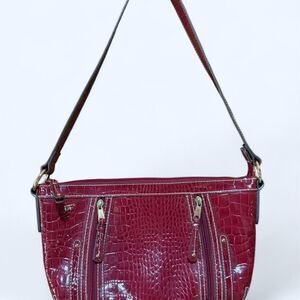 Liz & Co Red/Burgundy Croc Print Hand Bag